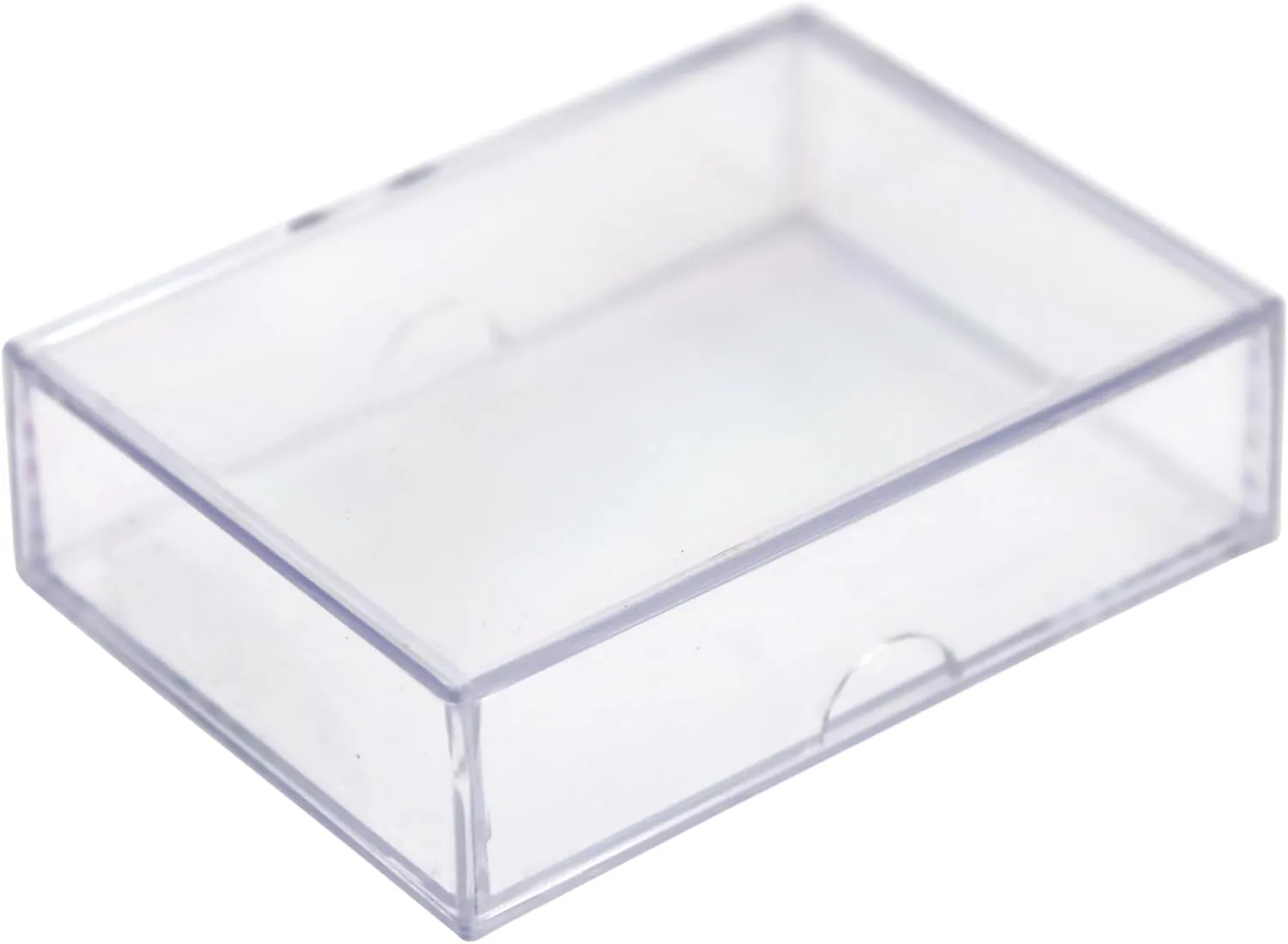 Clear Hard Plastic Box with Lid, Stackable Playing Card Storage Box and Display Case, 3 1/2" L x 2 1/2" W x 1" H, 50 Boxes, Made in USA