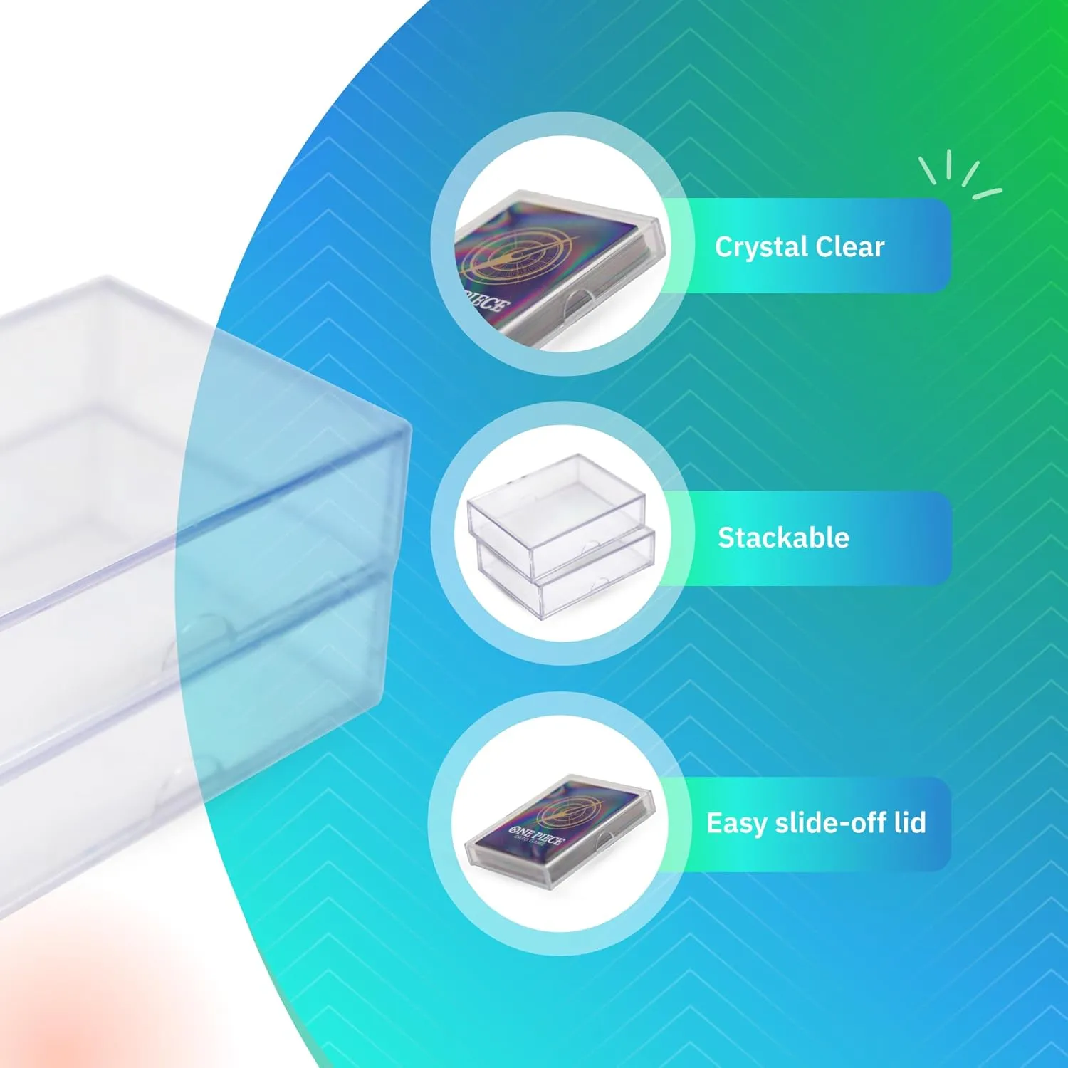 Clear Hard Plastic Box with Lid, Stackable Playing Card Storage Box and Display Case, 3 1/2" L x 2 1/2" W x 1" H, 50 Boxes, Made in USA