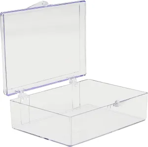 Clear Hard Plastic Hinged Lid Box, Trading Card Storage Box and Display Case for Collectibles, 3 1/2" L x 2 9/16" W x 1" H, 10 Boxes, Made in USA