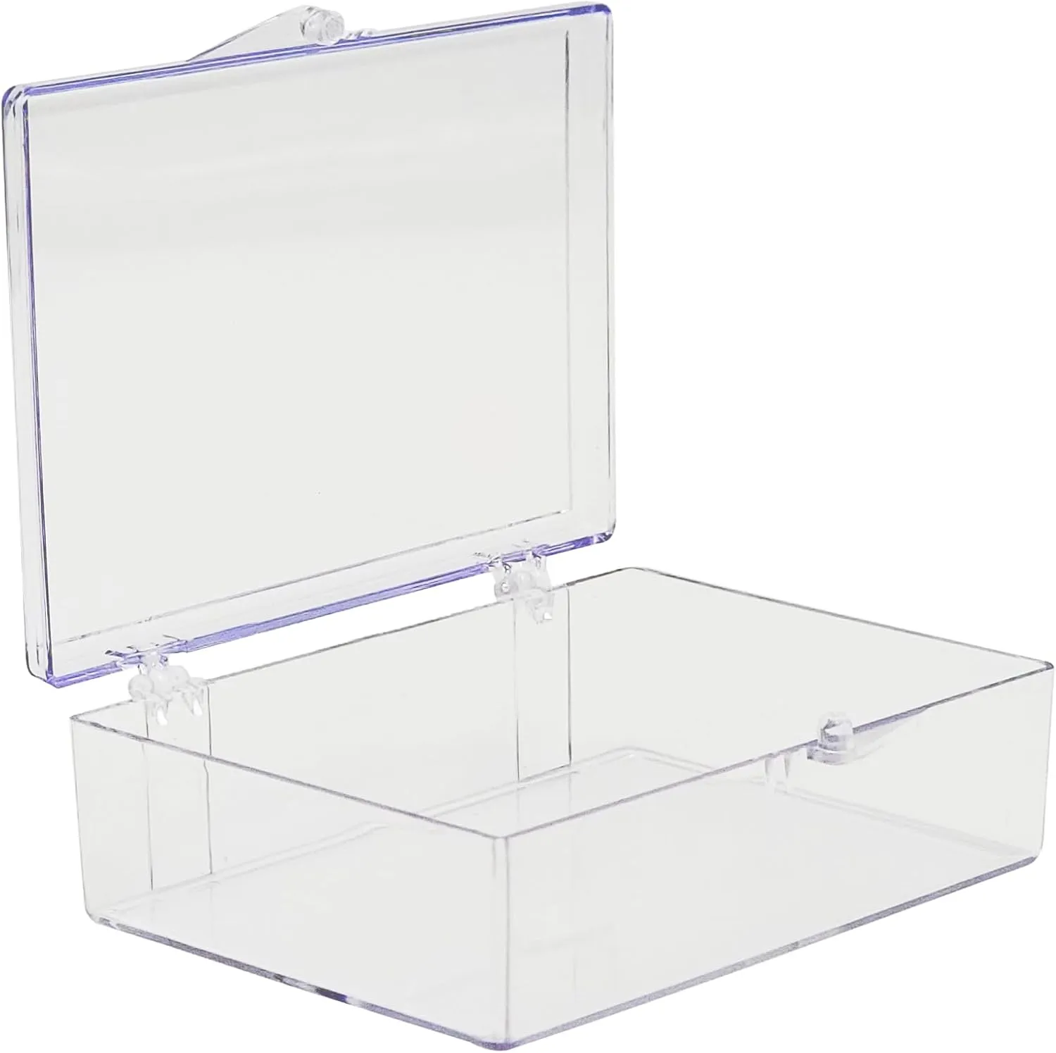 Clear Hard Plastic Hinged Lid Box, Trading Card Storage Box and Display Case for Collectibles, 3 1/2" L x 2 9/16" W x 1" H, 10 Boxes, Made in USA