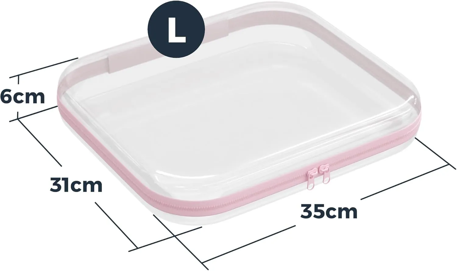 Clear Hard Zipper Case 6 Pack, Clear Travel Makeup Bag, Travel Toiletry Bag for Women, Pink Zippered Toy Storage, Make Up Organizer Pouch, Hard Plastic Toiletry Organizer, 2x 14" 2x 10" 2x 8"
