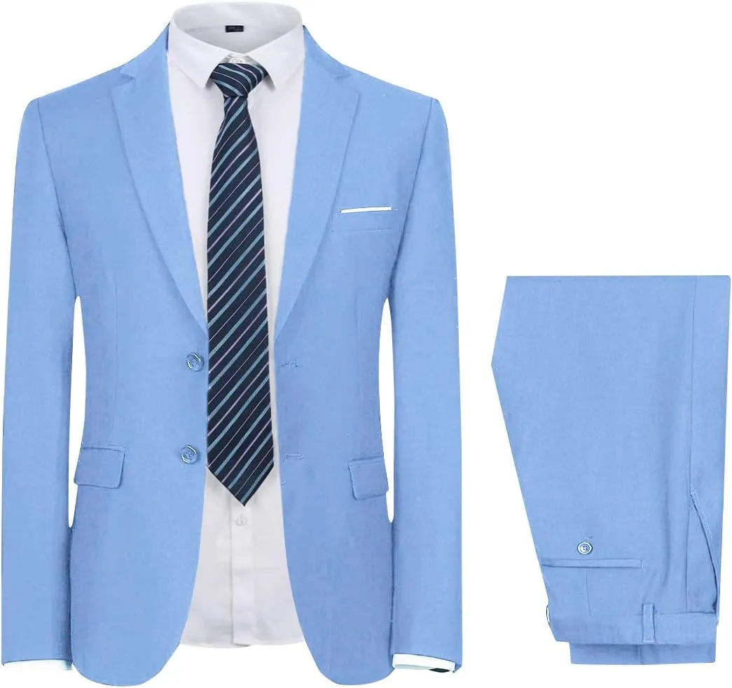 Cloudstyle Men's 2-Piece Suits Slim Fit 2 Button Dress Suit Jacket Blazer & Pants Set
