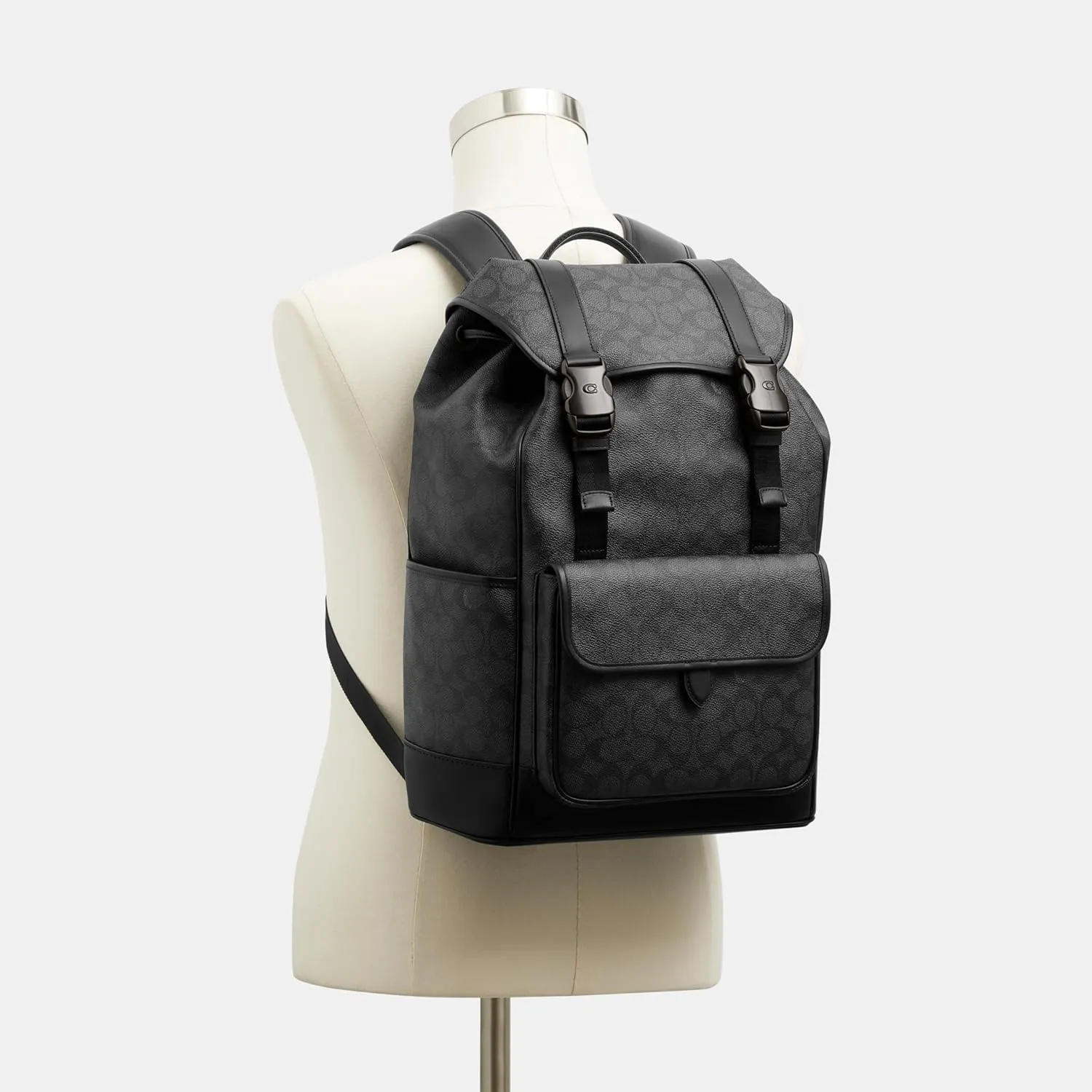 Coach League Flap Backpack, Charcoal Signature