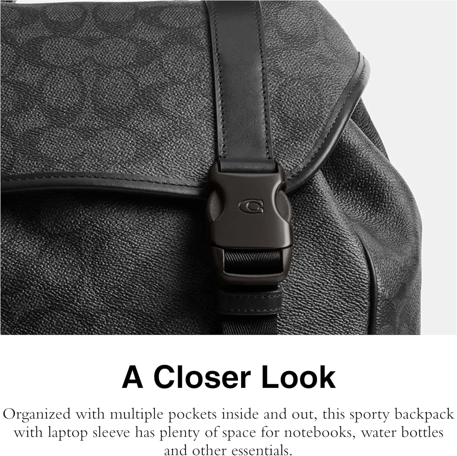 Coach League Flap Backpack, Charcoal Signature
