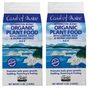 Coast of Maine, 4lb (Pack of 2) Stonington Blend Organic Plant Food with Lobster, Kelp and Worm Castings - OMRI Listed