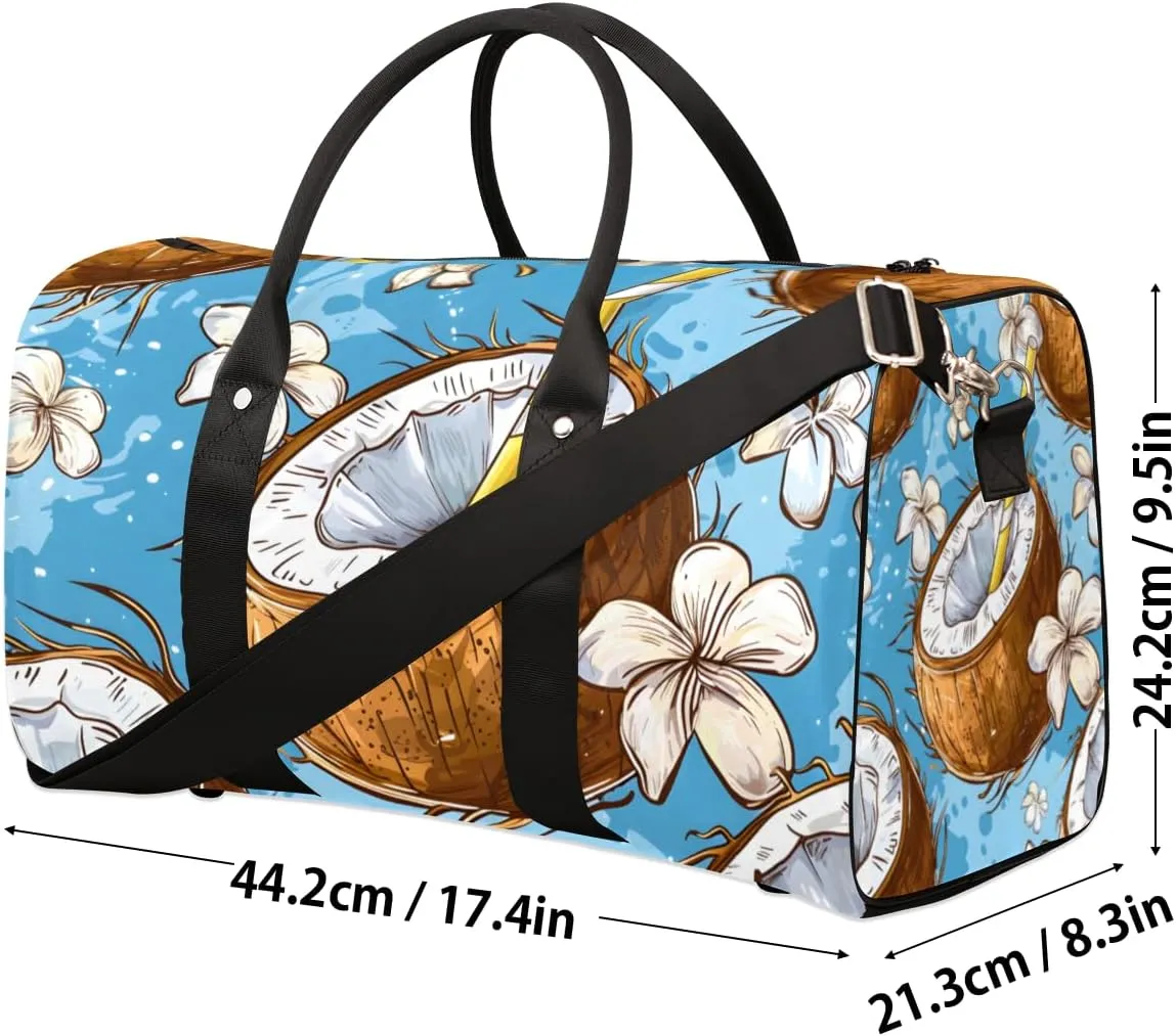 Coconut Fruit Travel Duffle Bag for Women Men Gym Duffel Foldable Bag Waterproof Weekender Tropical Summer Duffle Tote