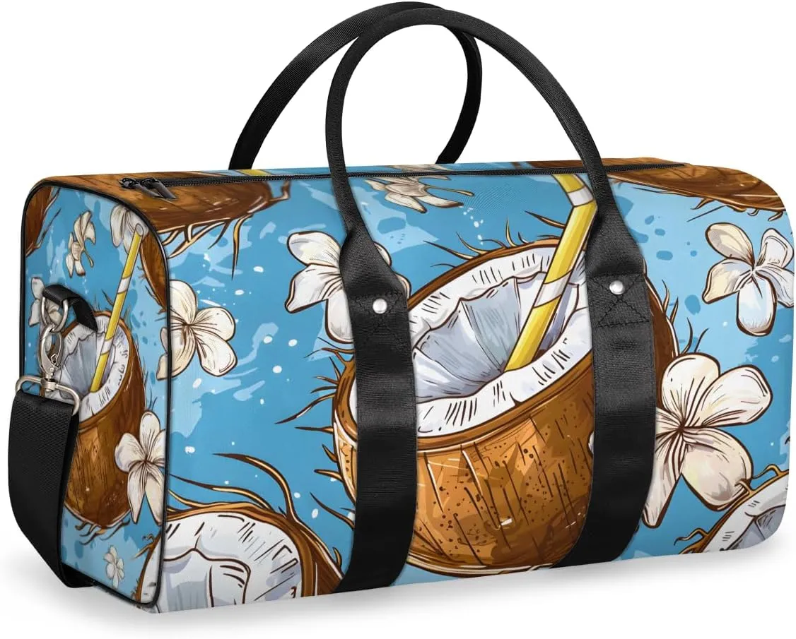 Coconut Fruit Travel Duffle Bag for Women Men Gym Duffel Foldable Bag Waterproof Weekender Tropical Summer Duffle Tote