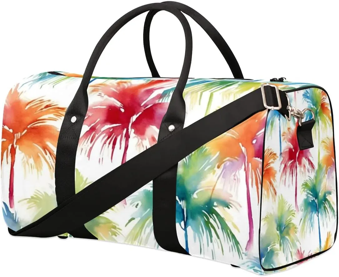 Coconut Tree Pattern Travel Duffel bag for Men Women Weekender Overnight Bag Gym Bag Carry On Luggage Bags for Yoga Workout Sports