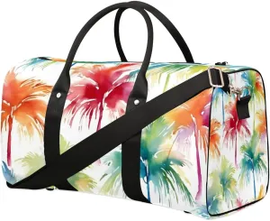 Coconut Tree Pattern Travel Duffel bag for Men Women Weekender Overnight Bag Gym Bag Carry On Luggage Bags for Yoga Workout Sports