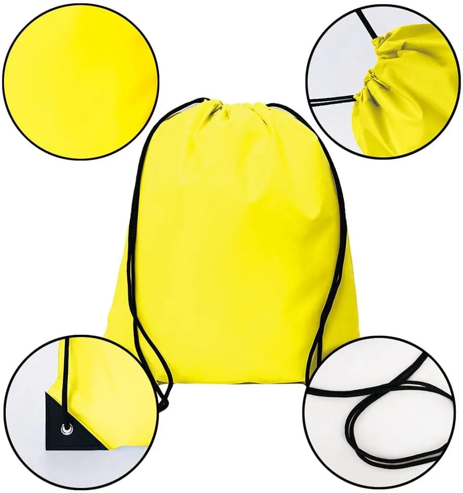 CODOBON 20 Pcs Drawstring Backpack Bulk Draw String Bags Cinch Polyester Bag for Gym Sport, Yellow