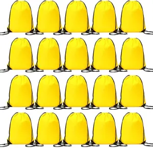 CODOBON 20 Pcs Drawstring Backpack Bulk Draw String Bags Cinch Polyester Bag for Gym Sport, Yellow