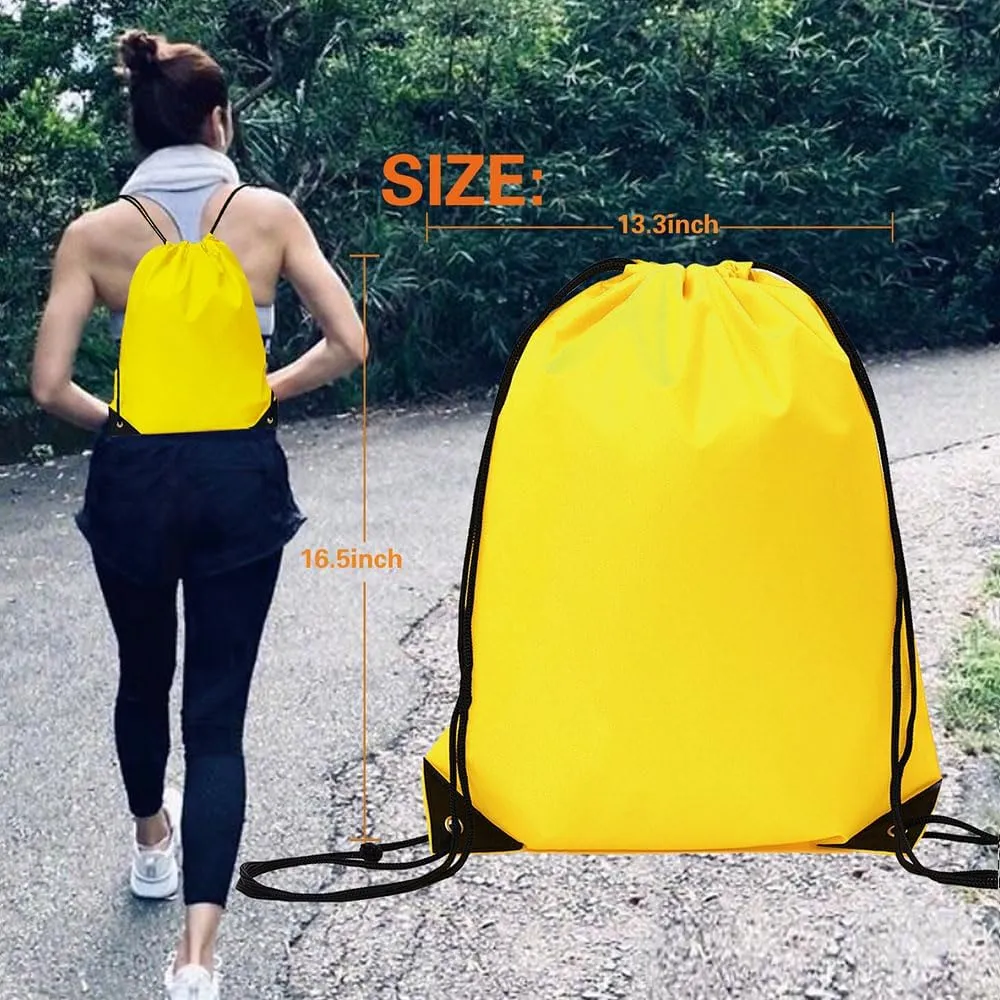 CODOBON 20 Pcs Drawstring Backpack Bulk Draw String Bags Cinch Polyester Bag for Gym Sport, Yellow