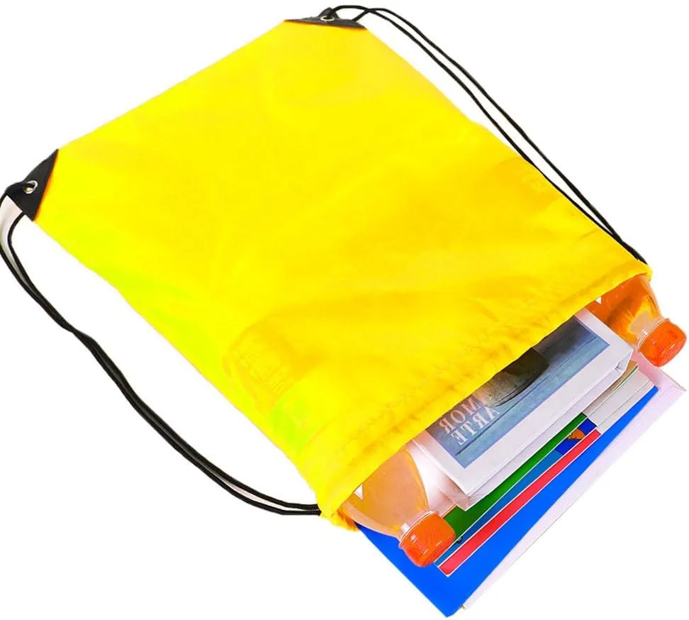 CODOBON 20 Pcs Drawstring Backpack Bulk Draw String Bags Cinch Polyester Bag for Gym Sport, Yellow