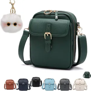 Collaboraten1 Crossbody Leather Bag, 𝖴𝗋𝗏𝖺𝗌𝗁𝗂 Crossbody Leather Bag, Retro Double-Layer Large Capacity