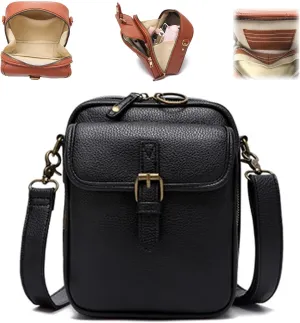 Collaboraten1 Crossbody Leather Bag, Tojoyride Crossbody Leather Bag, with Built in Wallet, Large Capacity with 10 Card Slots