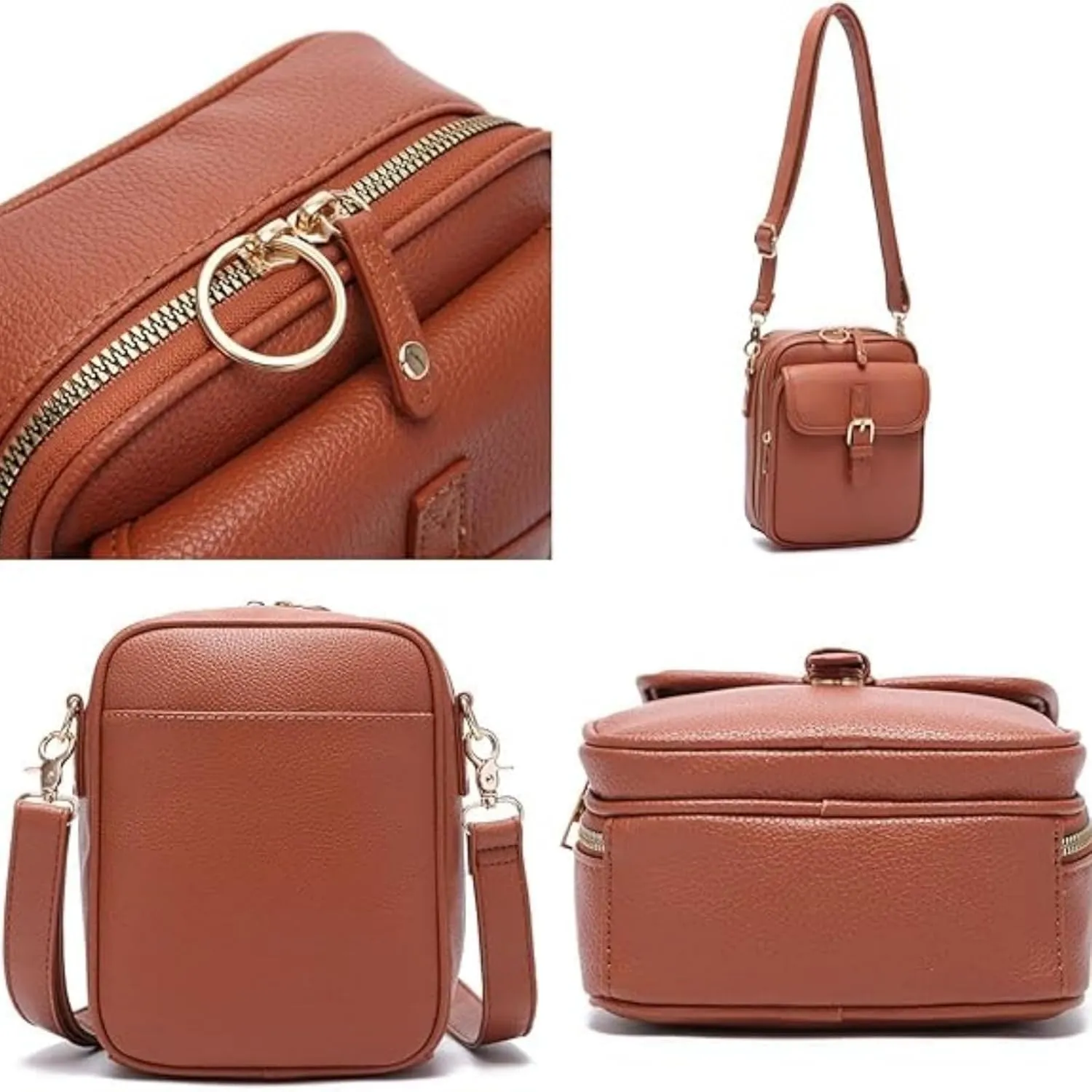 Collaboraten1 Crossbody Leather Bag, Tojoyride Crossbody Leather Bag, with Built in Wallet, Large Capacity with 10 Card Slots