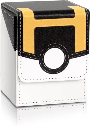 Collectible Trading Card Cases, Card Deck Box Storage Box Case Magnetic Deck Box Card Holder ，Can hold around 100 cards (Black-Yellow-White)