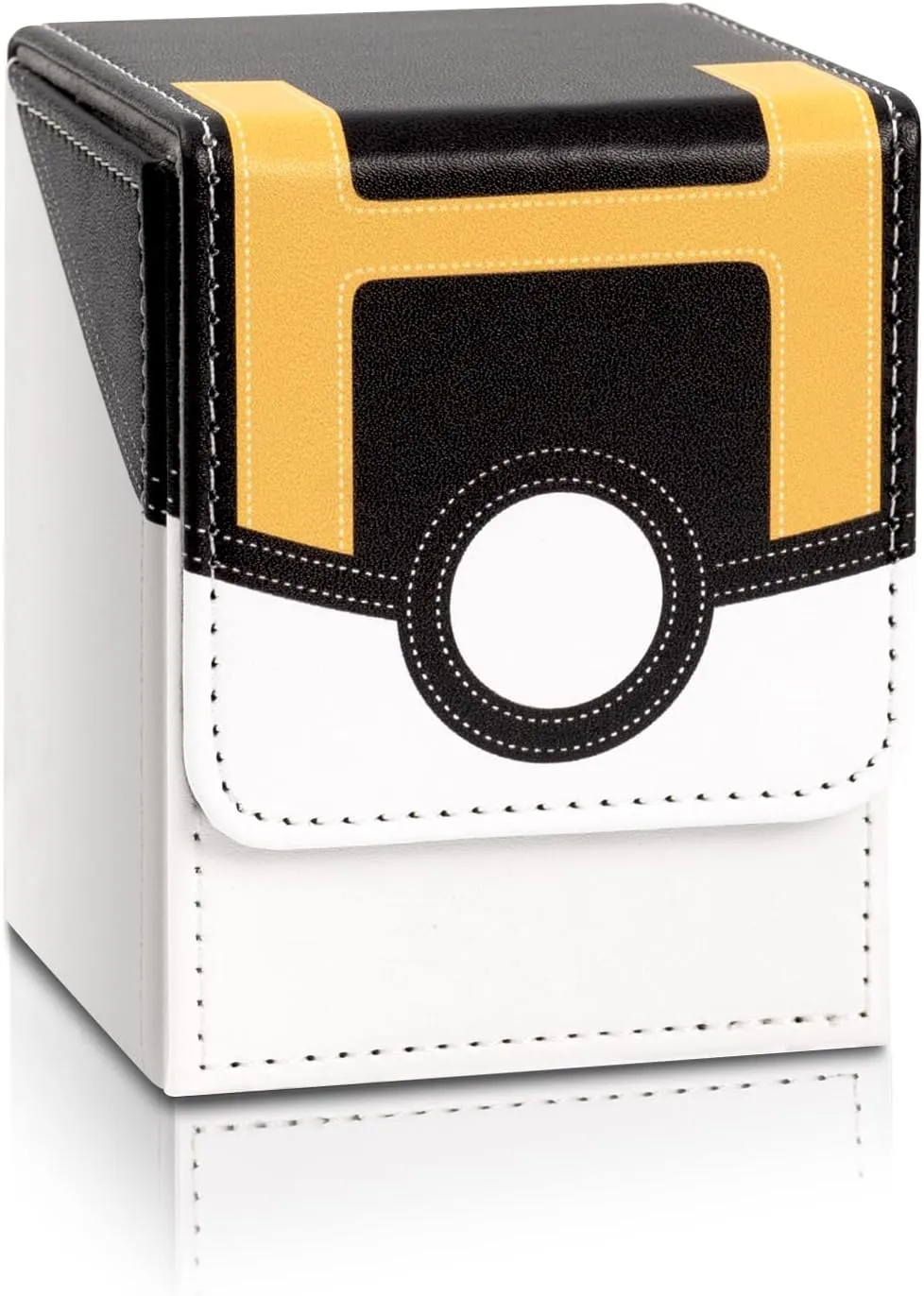 Collectible Trading Card Cases, Card Deck Box Storage Box Case Magnetic Deck Box Card Holder ，Can hold around 100 cards (Black-Yellow-White)