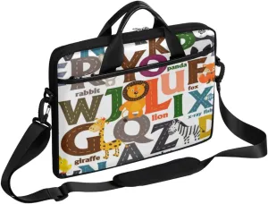 Colorful Alpha Letter Laptop Computer Bag Waterproof Shoulder Messenger Bag 13-15 inch Durable Laptop Tote Bag with Shoulder Strap Handle Lightweight Crossbody Briefcase