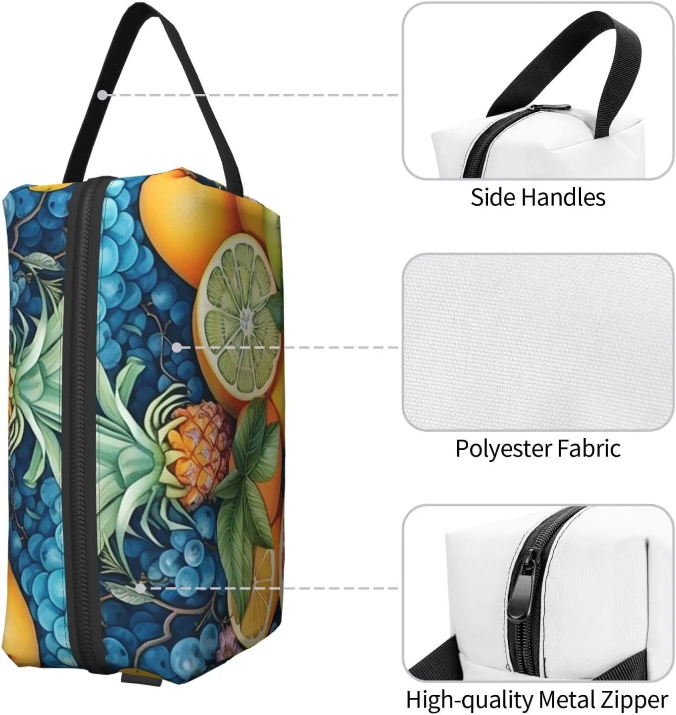 Colorful Fruits Travel Toiletry Bag for Women Men, Portable Hanging Toiletry Bag, Waterproof Dopp Kit Cosmetic Organizer, Large Capacity Shaving Bag Makeup Bag