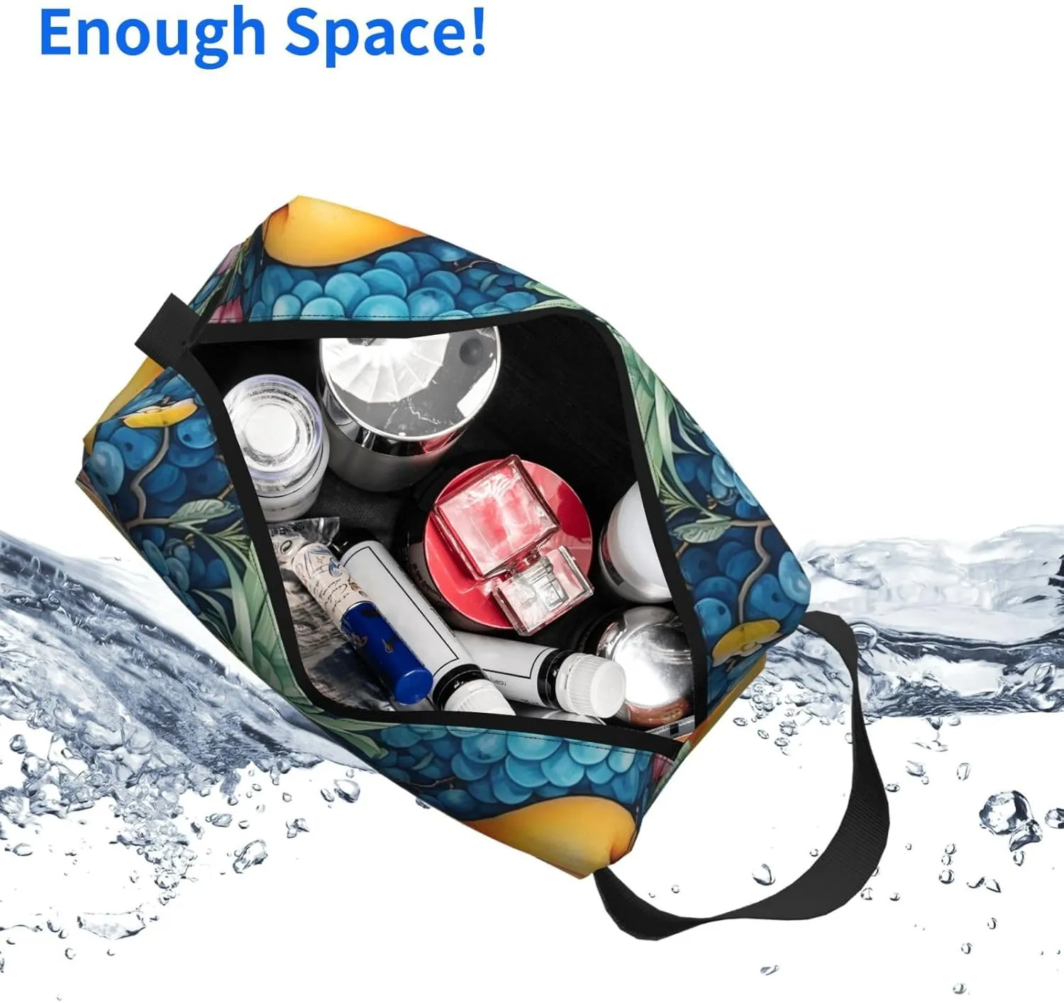 Colorful Fruits Travel Toiletry Bag for Women Men, Portable Hanging Toiletry Bag, Waterproof Dopp Kit Cosmetic Organizer, Large Capacity Shaving Bag Makeup Bag
