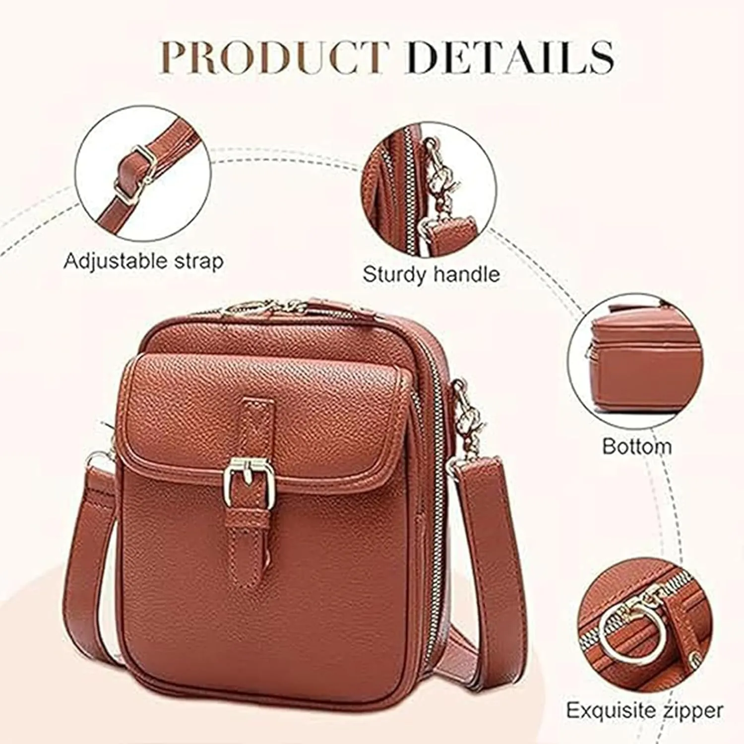 Comebybuy Purse Vintage Mini Messenger Bag, Inbuyus Vintage Messenger Bag,Built-in 10 Card Slots, Unisex