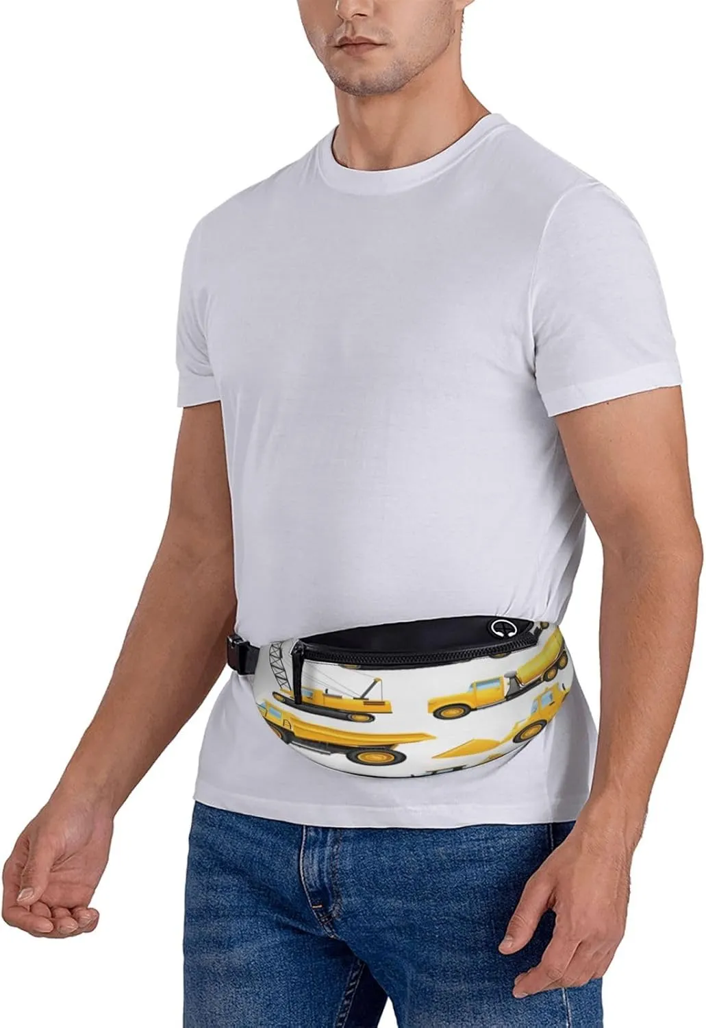 Construction Vehicles Machinery Trucks Fanny Pack, Crossbody Waist Packs for Women Men Waist Bags with Adjustable Strap for Travel Running Hiking Sport
