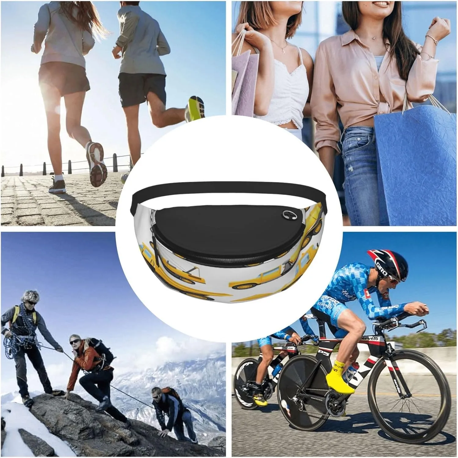 Construction Vehicles Machinery Trucks Fanny Pack, Crossbody Waist Packs for Women Men Waist Bags with Adjustable Strap for Travel Running Hiking Sport