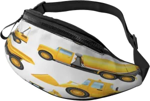 Construction Vehicles Machinery Trucks Fanny Pack, Crossbody Waist Packs for Women Men Waist Bags with Adjustable Strap for Travel Running Hiking Sport