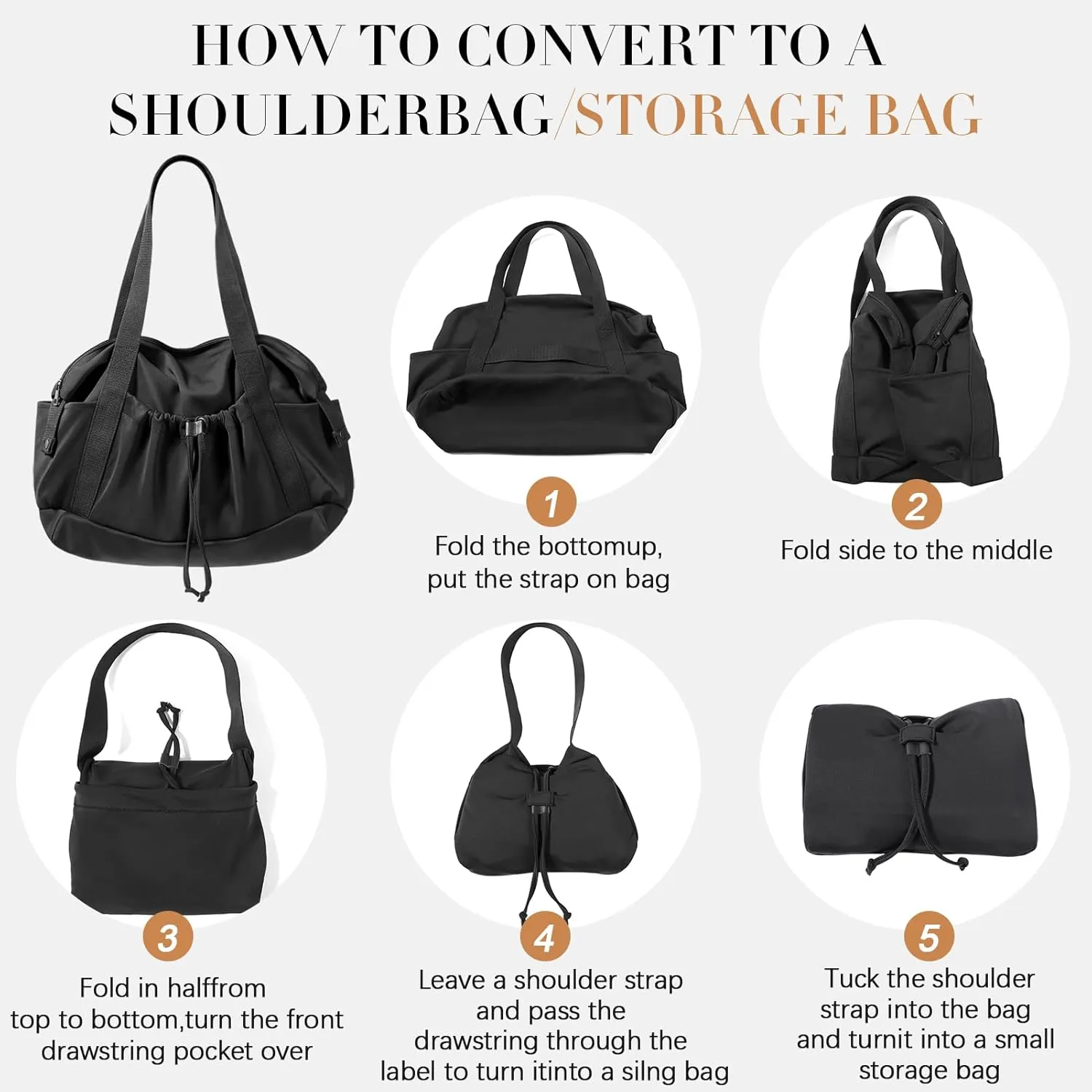 CONTAIL 33L Foldable Soft Neoprene Scuba Fabric Tote Bag,Lightweight Women Shoulder Bag,Convertible Small Handbag