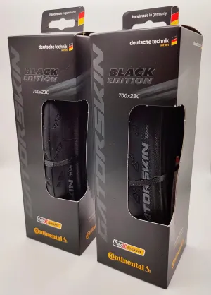 Continental Gatorskin Folding Tire - Black Edition - DuraSkin, PolyX Breaker Tech - 700x23 - Pair (2 Tires)