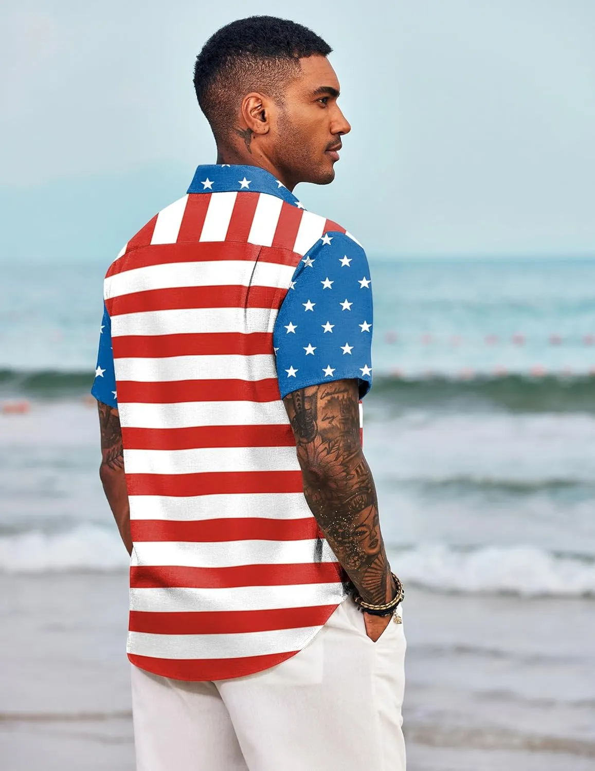 COOFANDY Men's Casual Button Down Shirts Short Sleeve Linen Shirts Summer Beach Dress Shirt