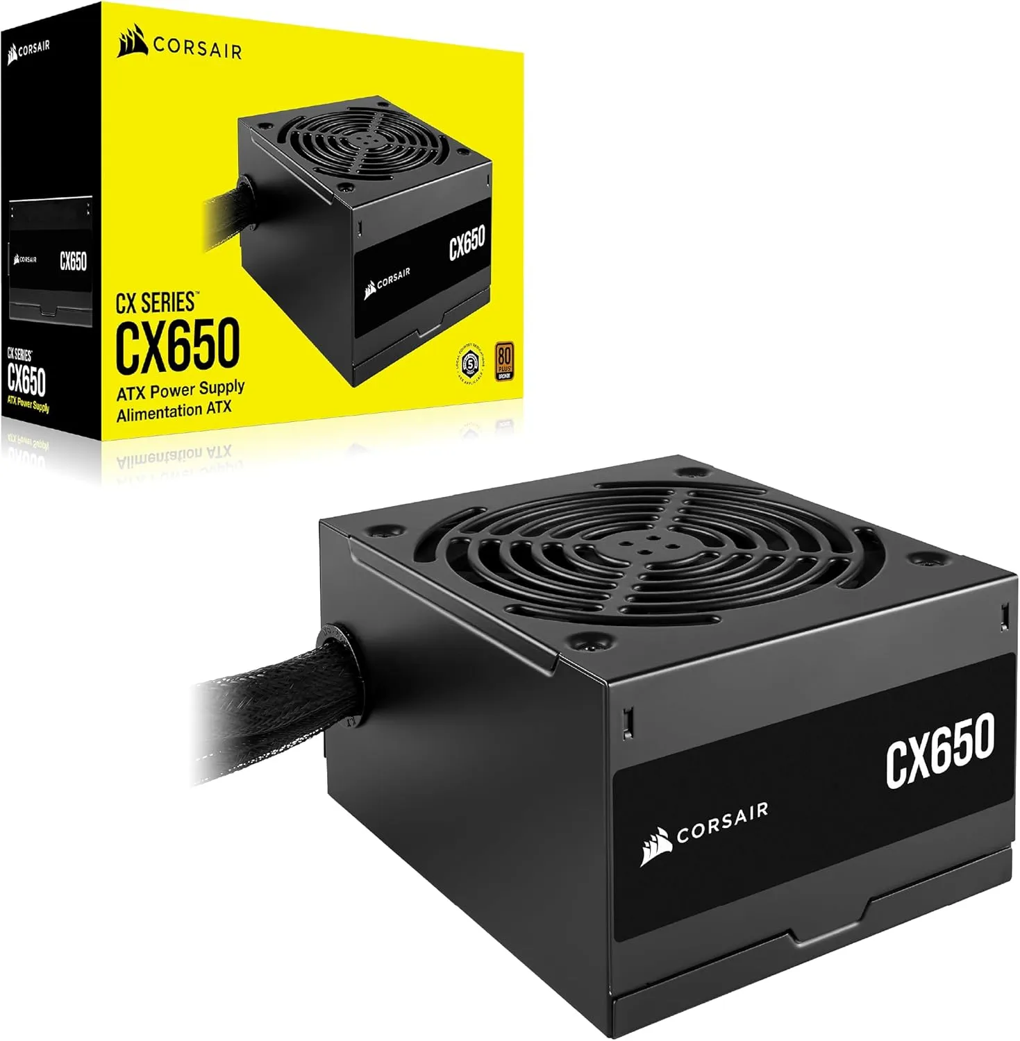 CORSAIR CX650 80 Plus Bronze Non Modular Low-Noise ATX 650 Watt Power Supply - NA - Black