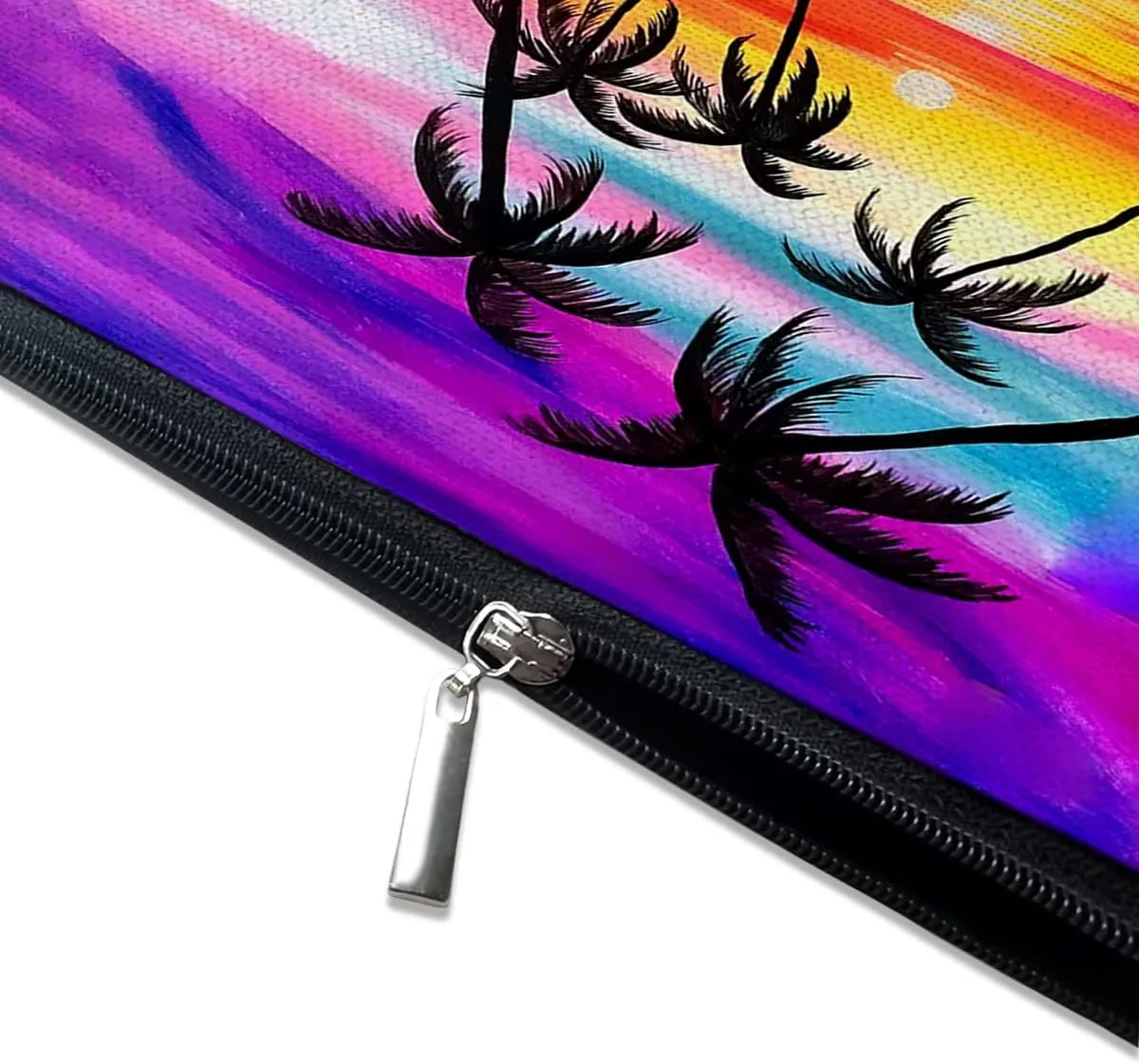 Cosmetic Bags for Women - Travel Makeup Bag - Canvas - Waterproof - Sunset Coconut Palm - Red