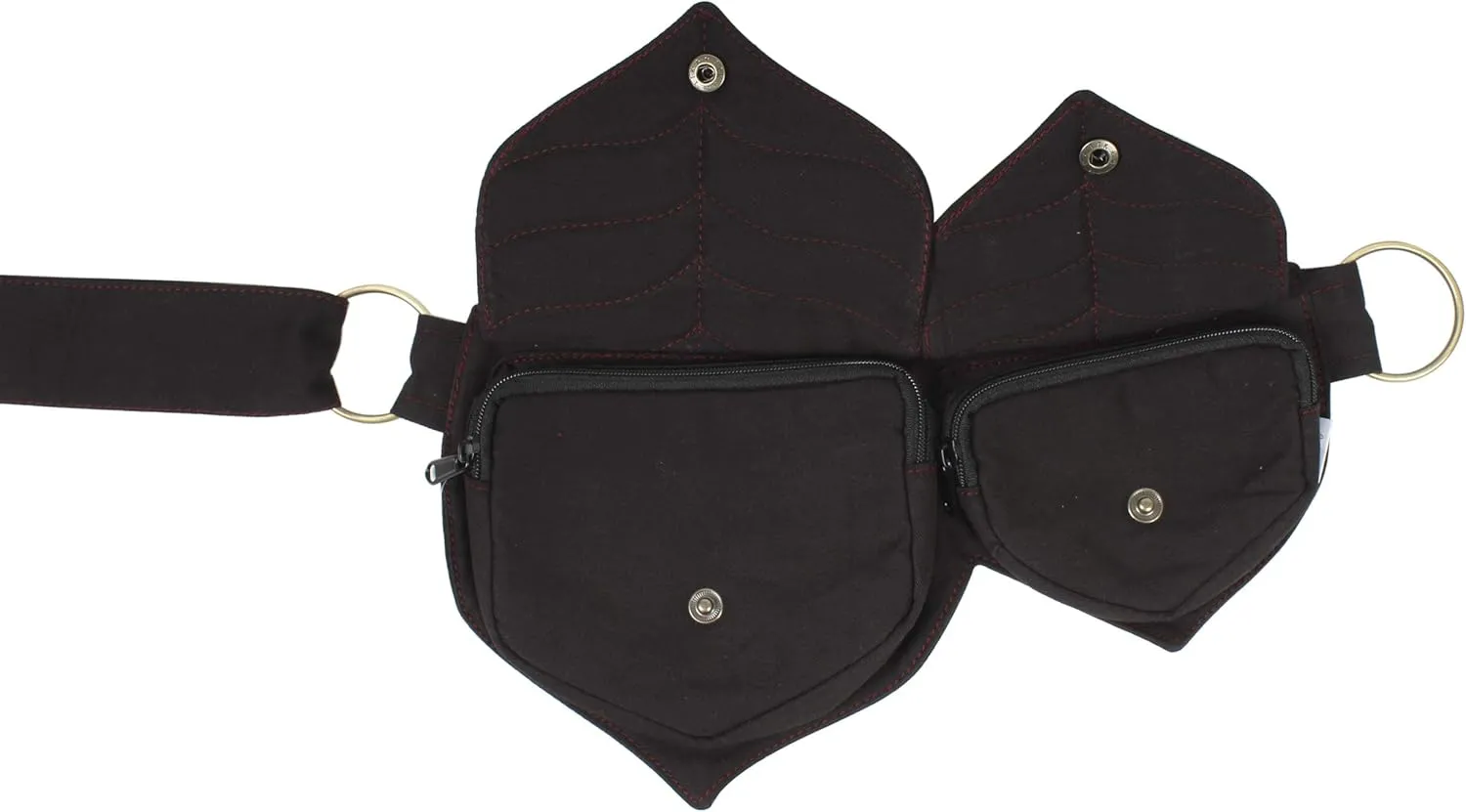 Cotton two Leaf Pocket Waist Belt-Black