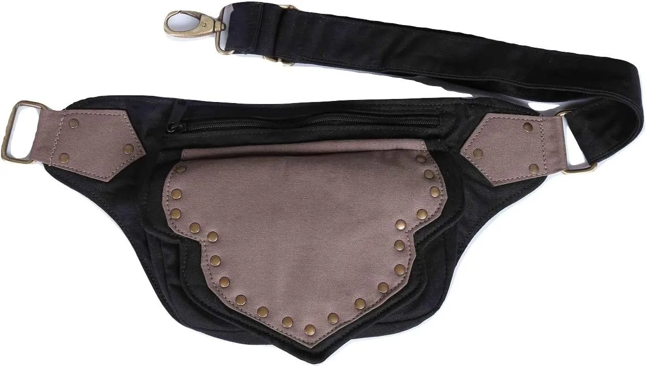 Cotton Waist Bag Women Trendy Lace Hip Money Bum Pack Travel Hiking Belt (Black)