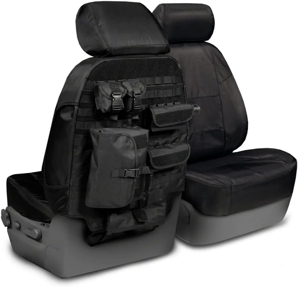 Coverking Custom Fit Seat Cover Designed for Select Toyota Models: 1 Row, 2 Backing, 6 Pouches, Tactical Ballistic Fabric, Black