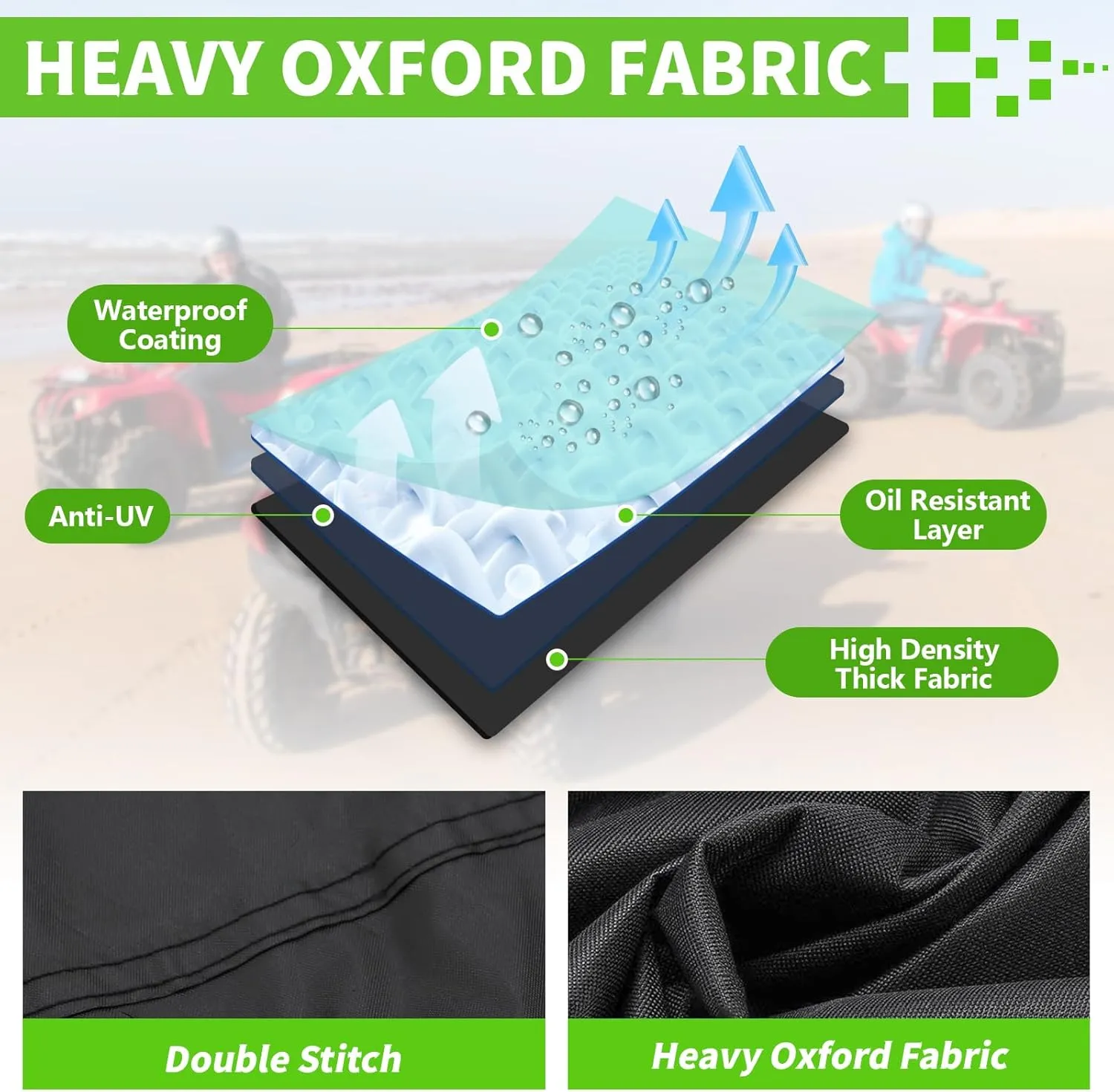 COVERVIN ATV Cover, Heavy Duty Waterproof Oxford Fabric Protective 4 Wheeler Quad Cover for 86" Kawasaki Honda Polaris Yamaha (Black&Silver)