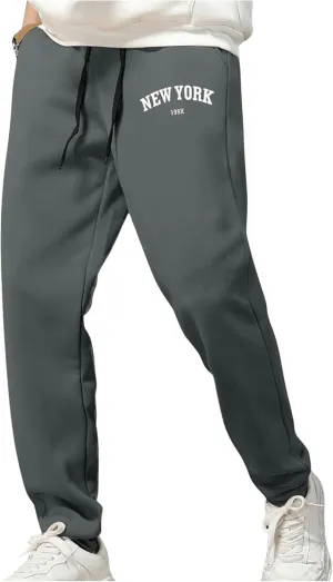 COZYEASE Men's Plaid Letter Print Sweatpants Drawstring Waist Tie Front Jogger Pants with Pocket