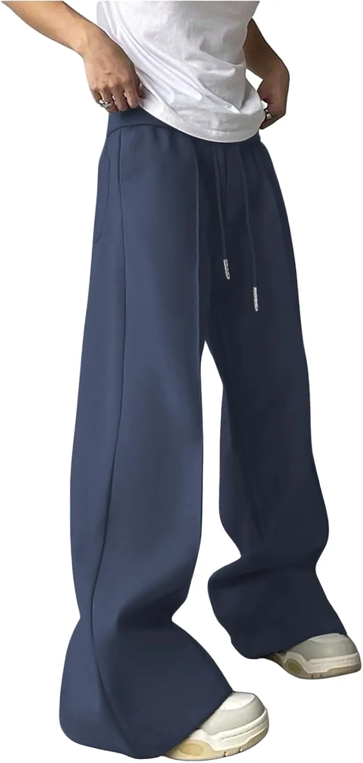 COZYEASE Men's Sweatpants Athletic Drawstring Waist Wide Leg Sweatpants Casual Baggy Pants with Pockets