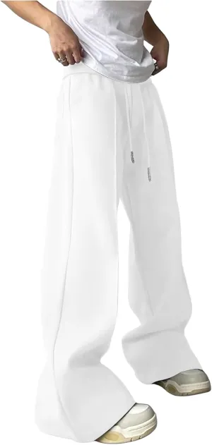 COZYEASE Men's Sweatpants Athletic Drawstring Waist Wide Leg Sweatpants Casual Baggy Pants with Pockets