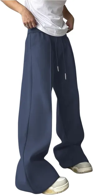 COZYEASE Men's Sweatpants Athletic Drawstring Waist Wide Leg Sweatpants Casual Baggy Pants with Pockets