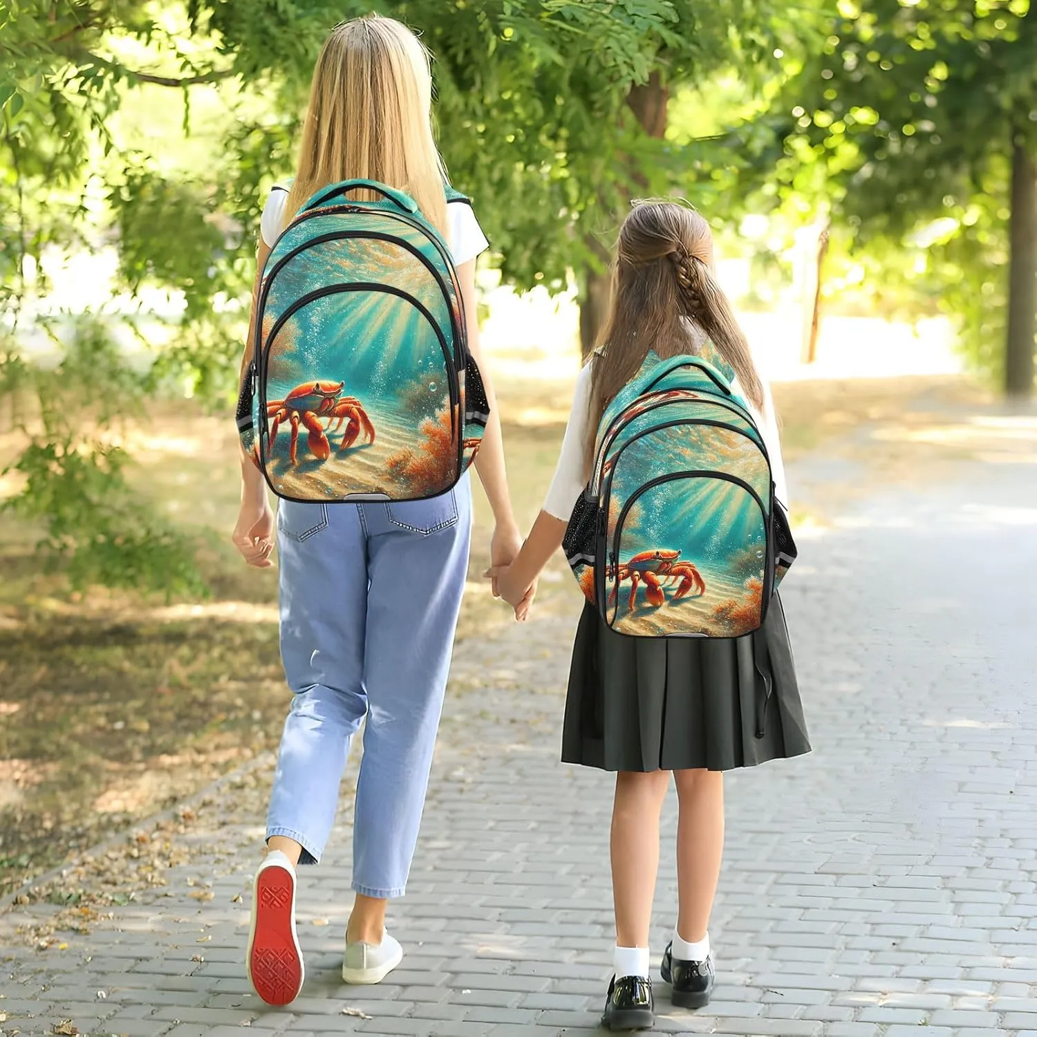 Crab Seabed Sunshine Kids Backpack for School Boys Girls Bookbag Elementary Primary Middle School Toddler Back Pack for Travel Nursery Outdoor S
