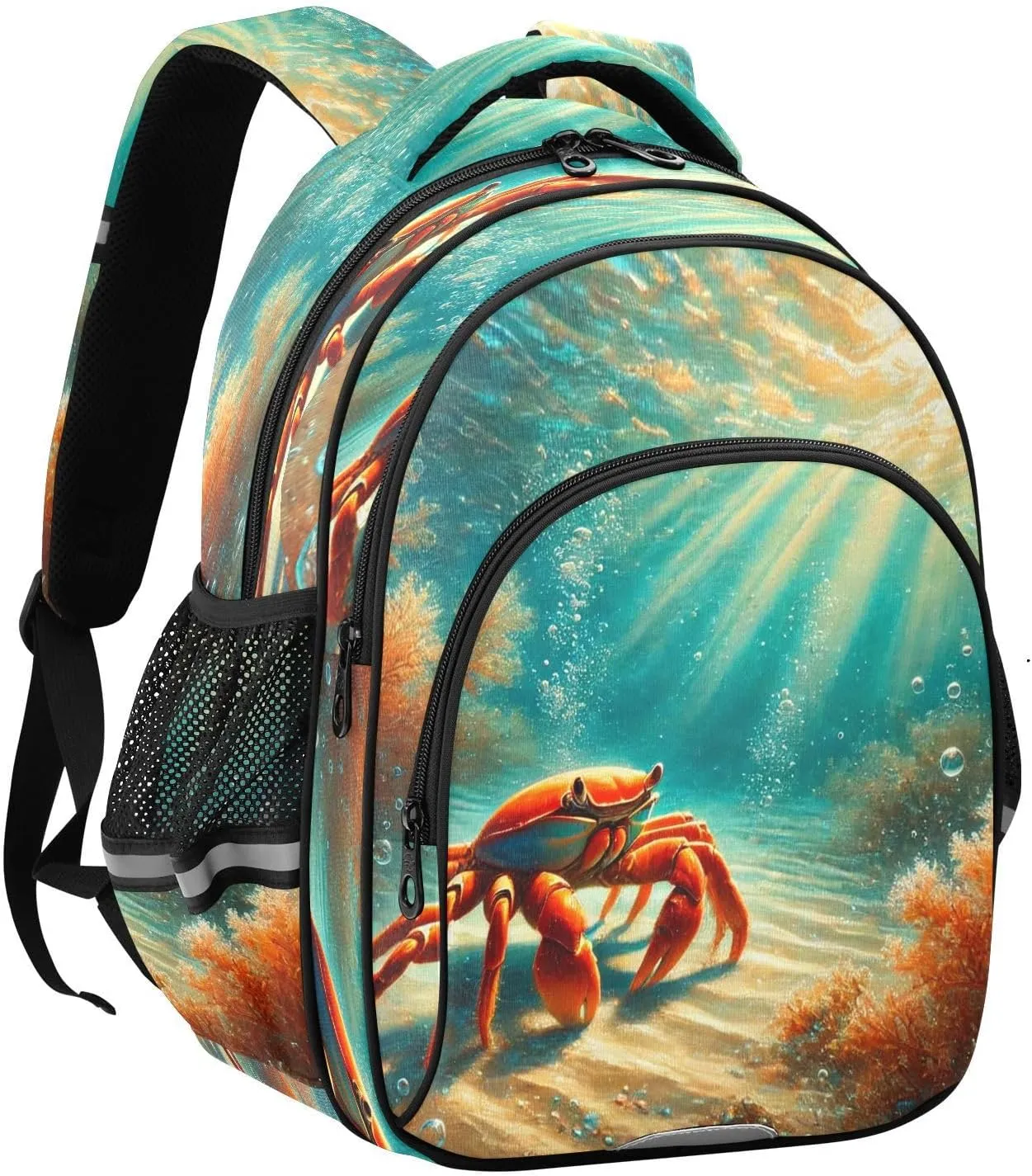 Crab Seabed Sunshine Kids Backpack for School Boys Girls Bookbag Elementary Primary Middle School Toddler Back Pack for Travel Nursery Outdoor S
