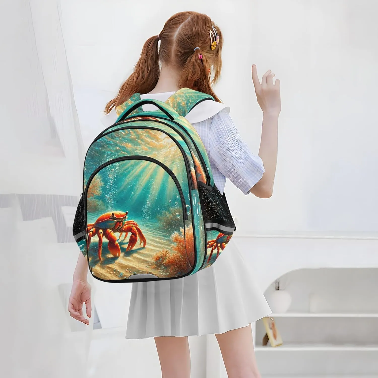 Crab Seabed Sunshine Kids Backpack for School Boys Girls Bookbag Elementary Primary Middle School Toddler Back Pack for Travel Nursery Outdoor S