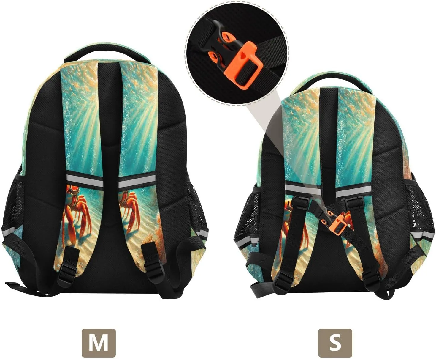 Crab Seabed Sunshine Kids Backpack for School Boys Girls Bookbag Elementary Primary Middle School Toddler Back Pack for Travel Nursery Outdoor S