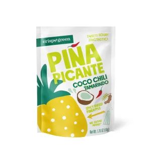 Crispy Green Piña Picante, Coconut Chili Tamarindo Dried Pineapple, Healthy Real Fruit Snacks, 1.76 Ounce, 12 Single Serve Bags