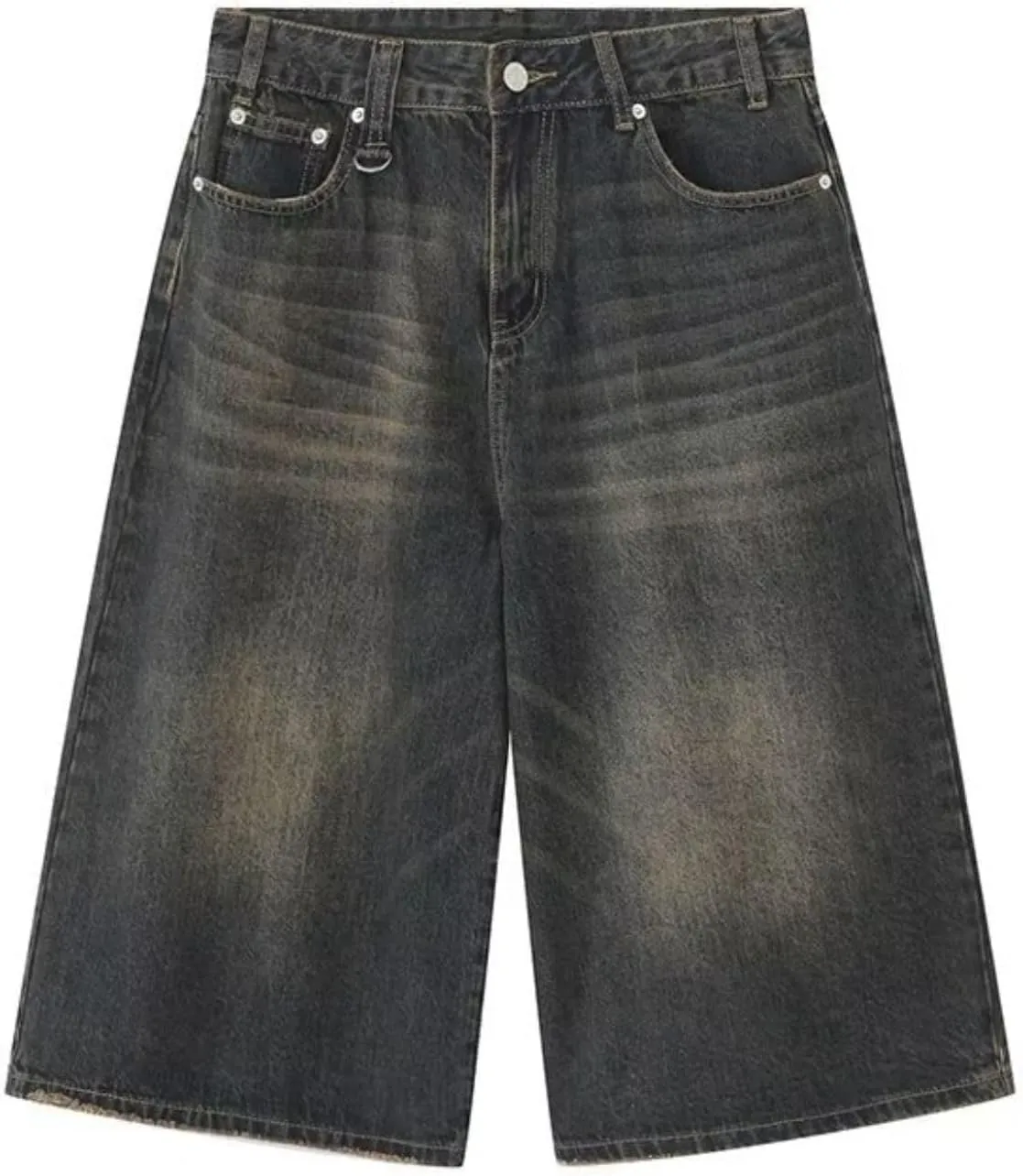 Cropped Jeans for Women Men High Waist Wide Leg Baggy Jorts Y2K Casual Denim Capris Pants Grunge Summer Clothes.
