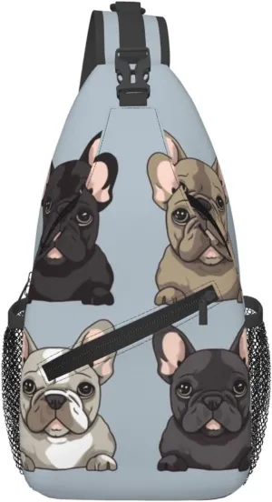 Cross Chest Bag Diagonally Sling Backpack Crossbody Shoulder Bag french bulldog Sling Bag Travel Hiking Daypack