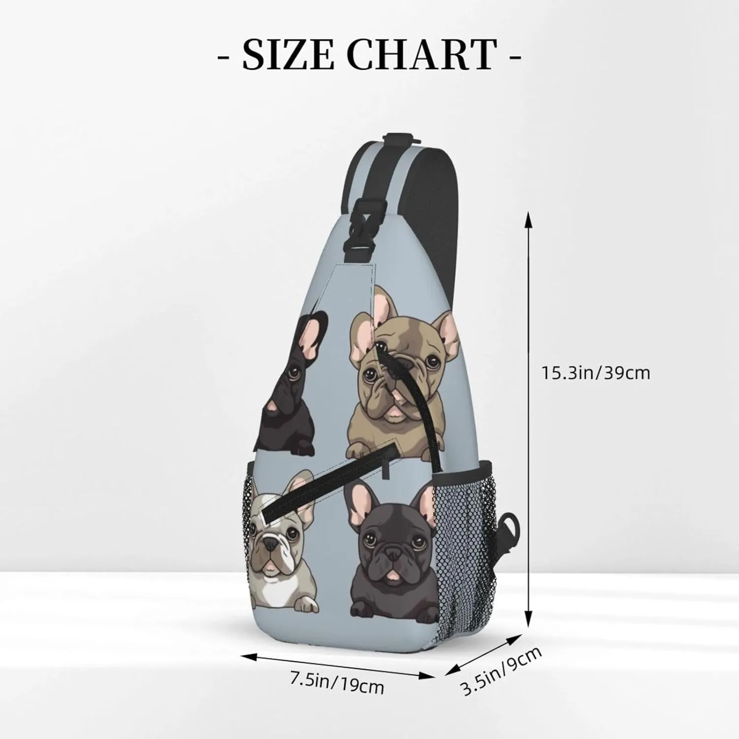 Cross Chest Bag Diagonally Sling Backpack Crossbody Shoulder Bag french bulldog Sling Bag Travel Hiking Daypack